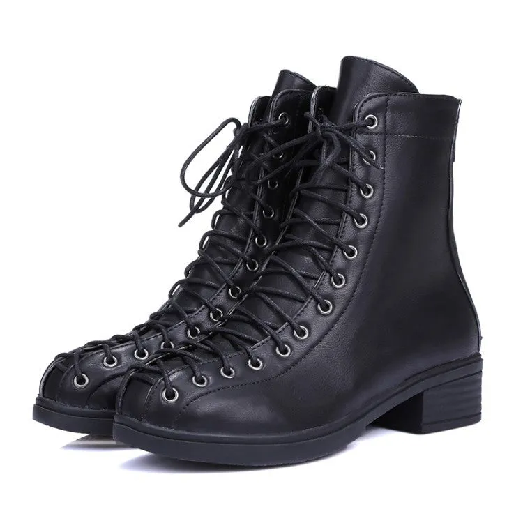 Women's Lace Up Ankle Boots Heels Shoes Autumn and Winter 8521