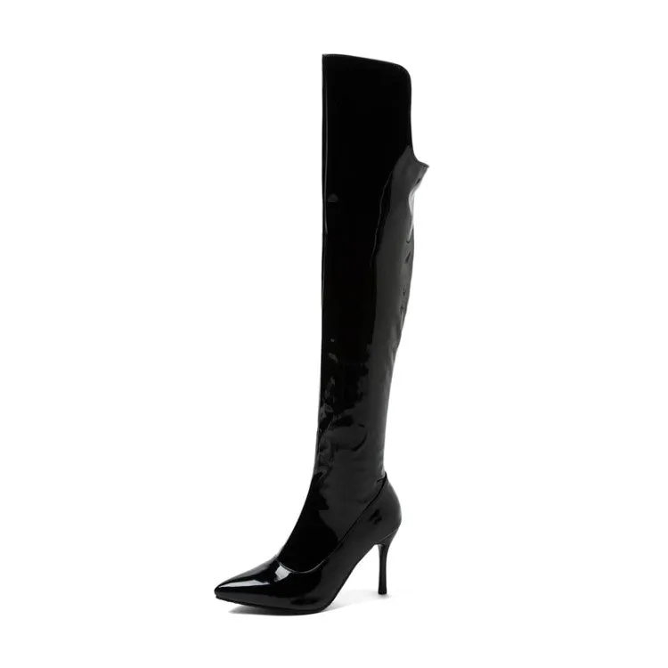 Women's Pointed Toe Side Zippers Stiletto Heel Over the Knee Boots