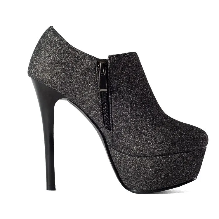 Women's Sequins Stiletto Heel Platform Ankle Boots