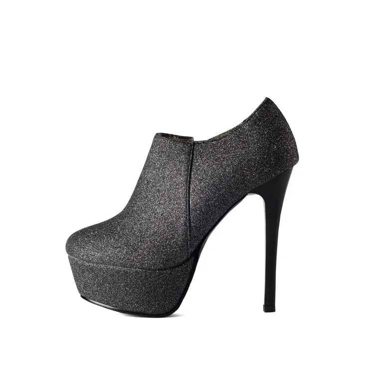 Women's Sequins Stiletto Heel Platform Ankle Boots